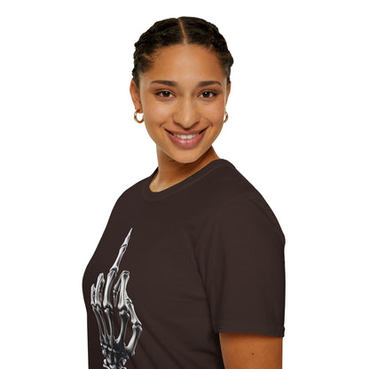 Skeleton Middle Finger T-Shirt — Edgy Gothic Graphic Tee
