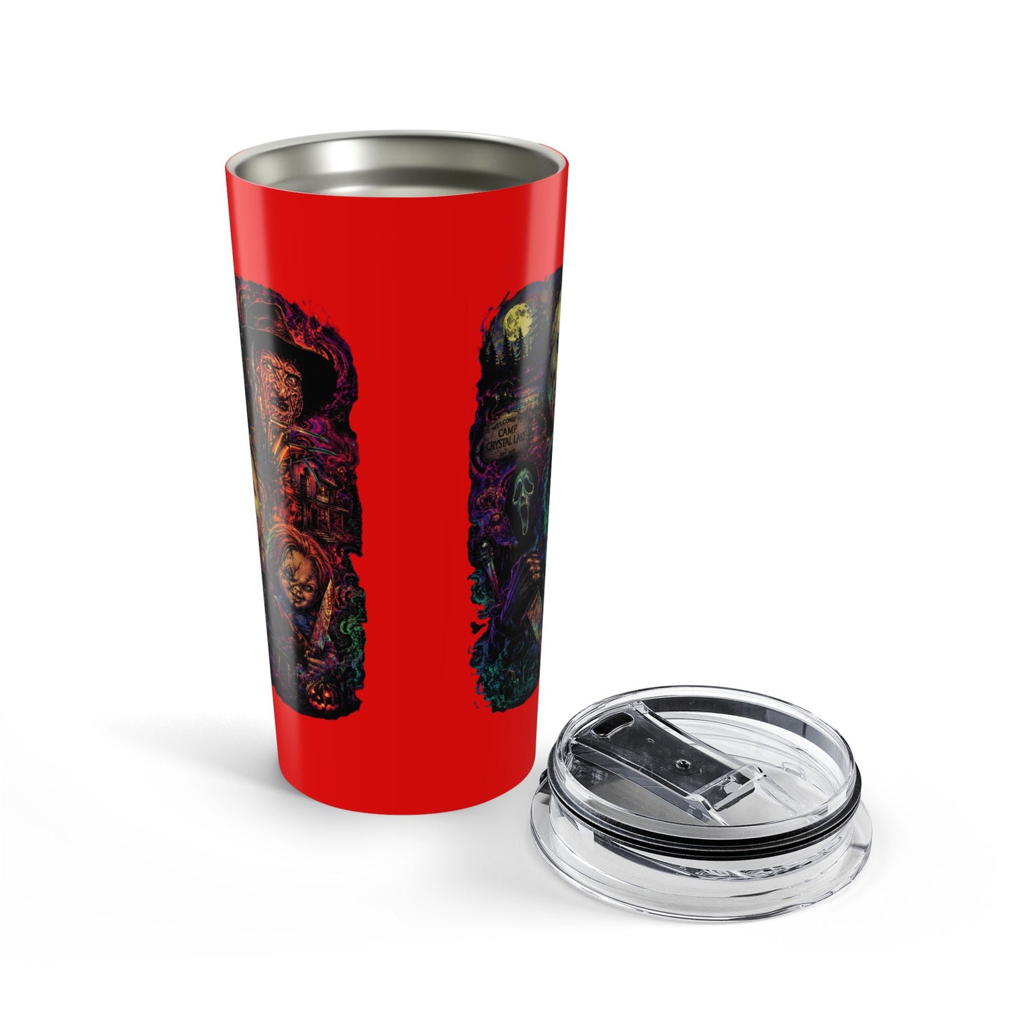 20oz Horror Icons Tumbler — Colorful Psychedelic Travel Mug