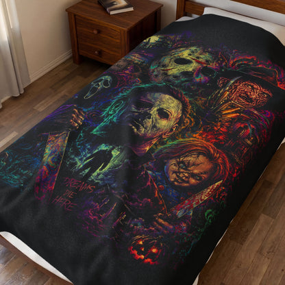 Horror Icons Velveteen Plush Halloween Throw Blanket