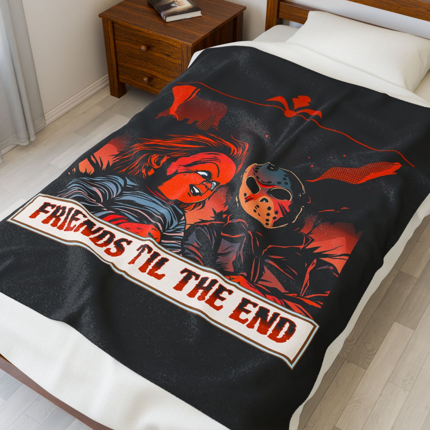 Friends Til The End Plush Blanket — Horror Movie Chucky & Jason Throw