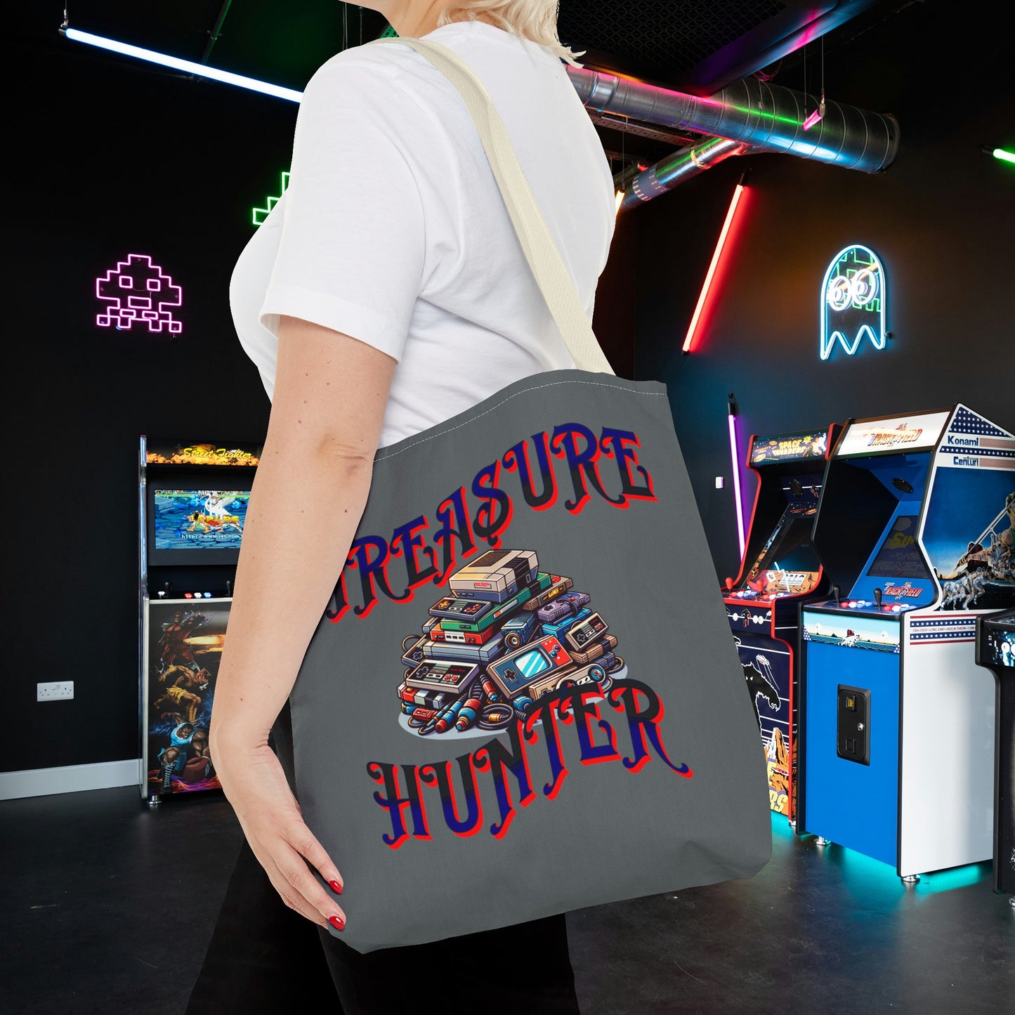 Treasure Hunter Retro Video Gamer Tote Bag (AOP) Collectors Vintage Games and Gaming