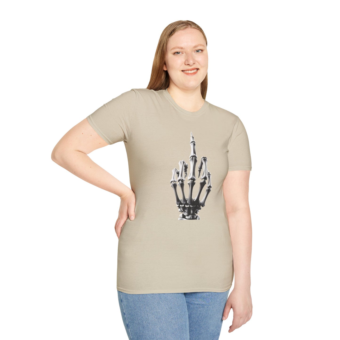 Skeleton Middle Finger T-Shirt — Edgy Gothic Graphic Tee