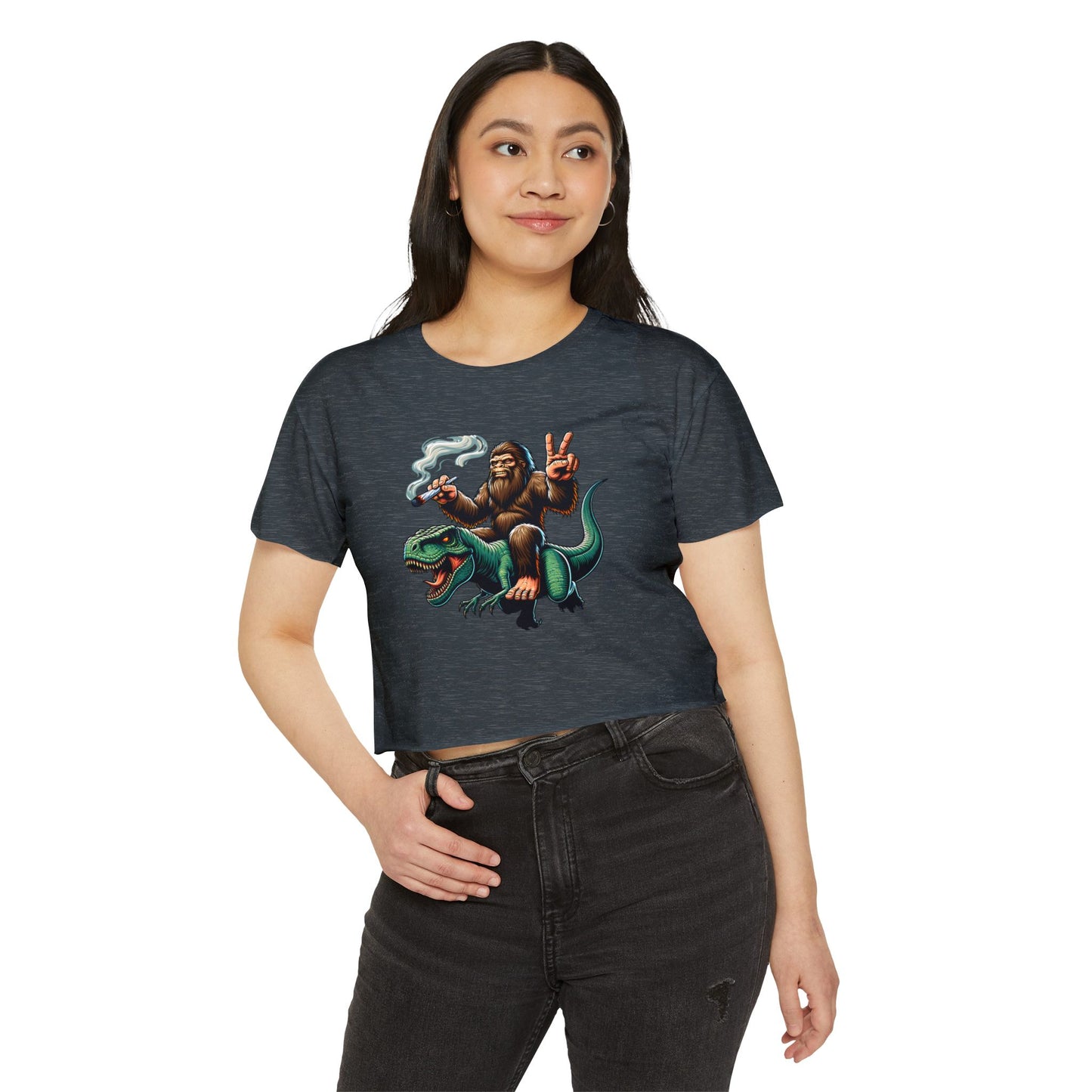 Bigfoot & T Rex Best Friends Women's Crop Top