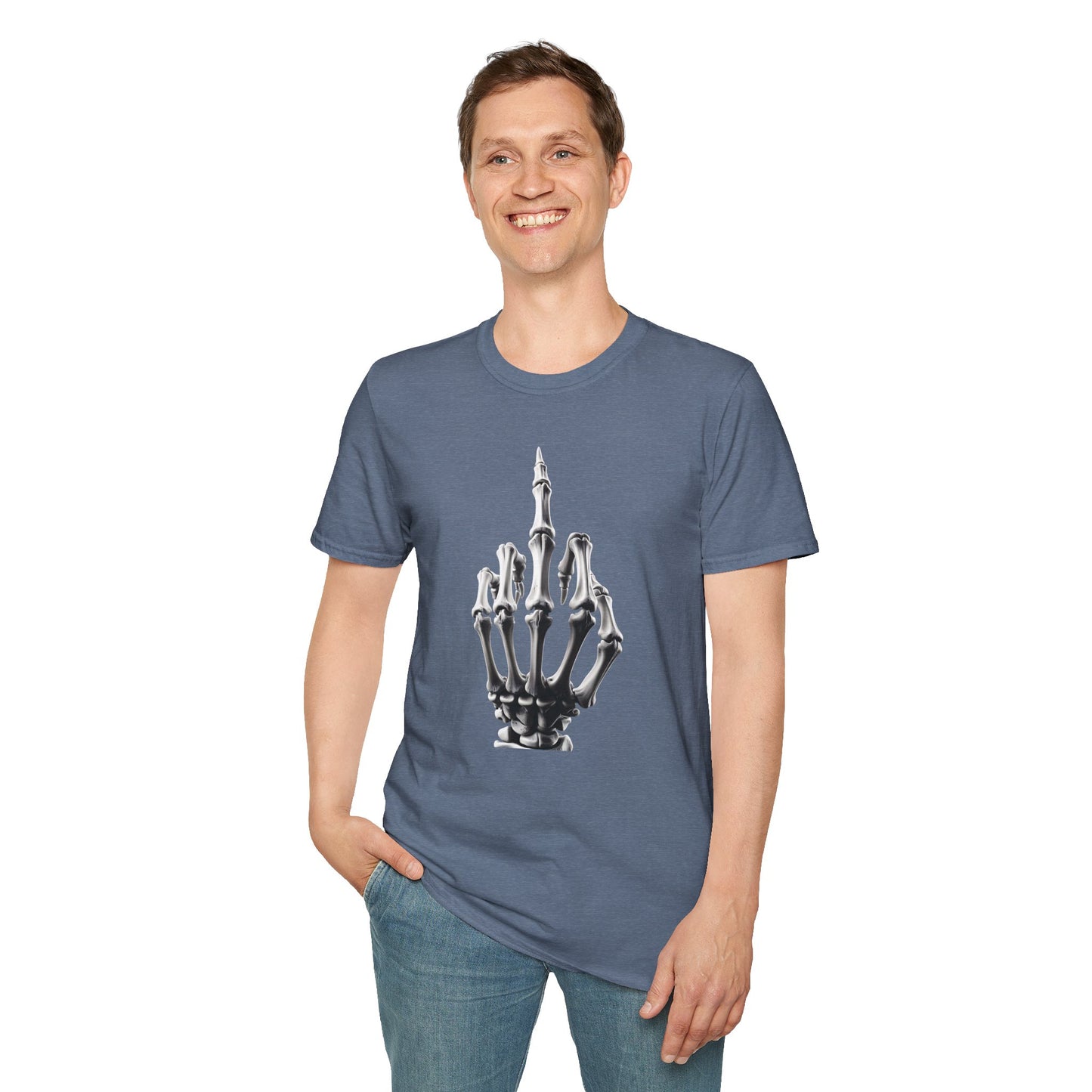 Skeleton Middle Finger T-Shirt — Edgy Gothic Graphic Tee