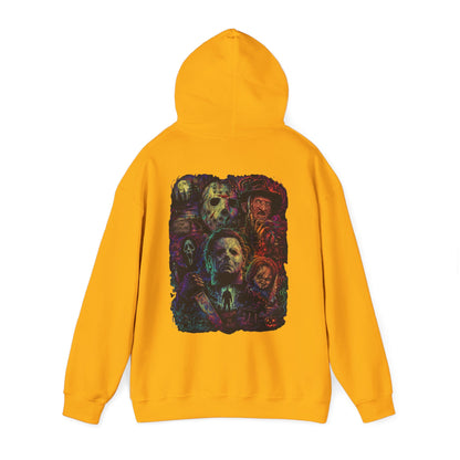 Horror Icons Hoodie — Vintage Slasher Collage Sweatshirt