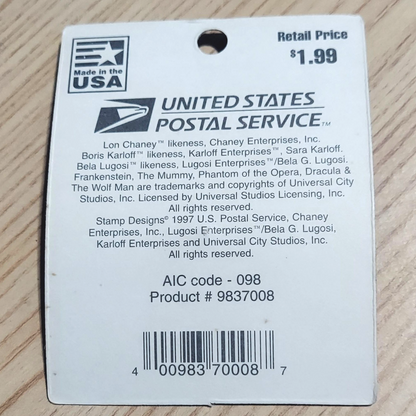 1997 USPS Universal Monsters Frankenstein's Monster Stamp Pin