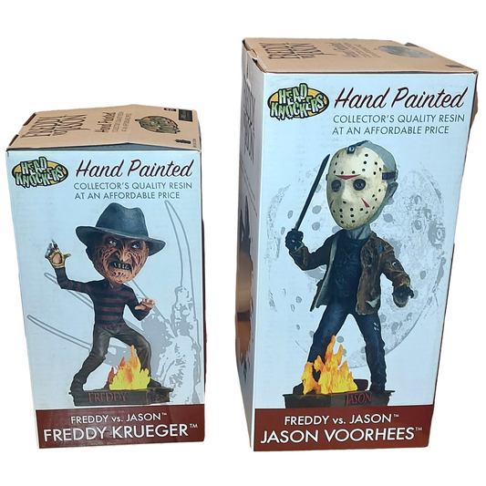 Neca Official Head Knockers Freddy Vs Jason Both Resin Bobblehead Figures Set Brand New In Box